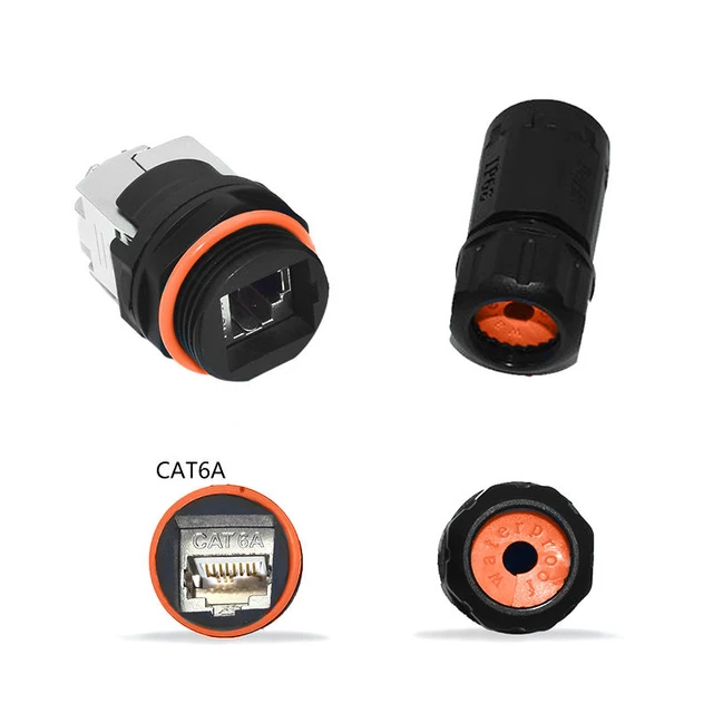 Durable IP68 Waterproof CAT6 RJ45 Connector Ideal for Harsh Environments | Panel Mount Network Cable Coupler