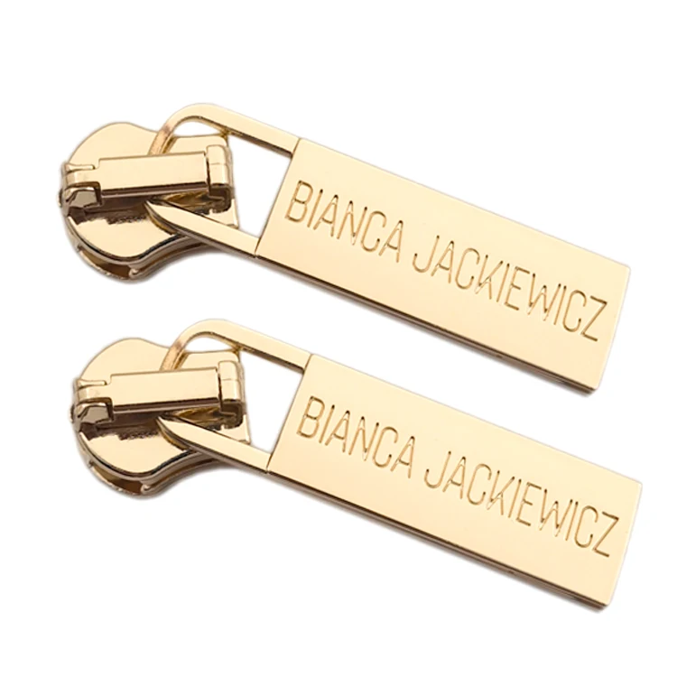 Custom Engraved Logo Metal Brand Zipper Pull Charms, Custom Made