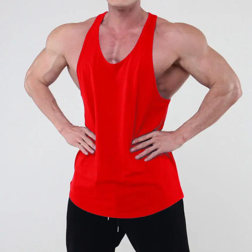 Hot Popular Workout Running Training Breathable Solid Color Gym Athletic Sleeveless Tank Top Men Stringer