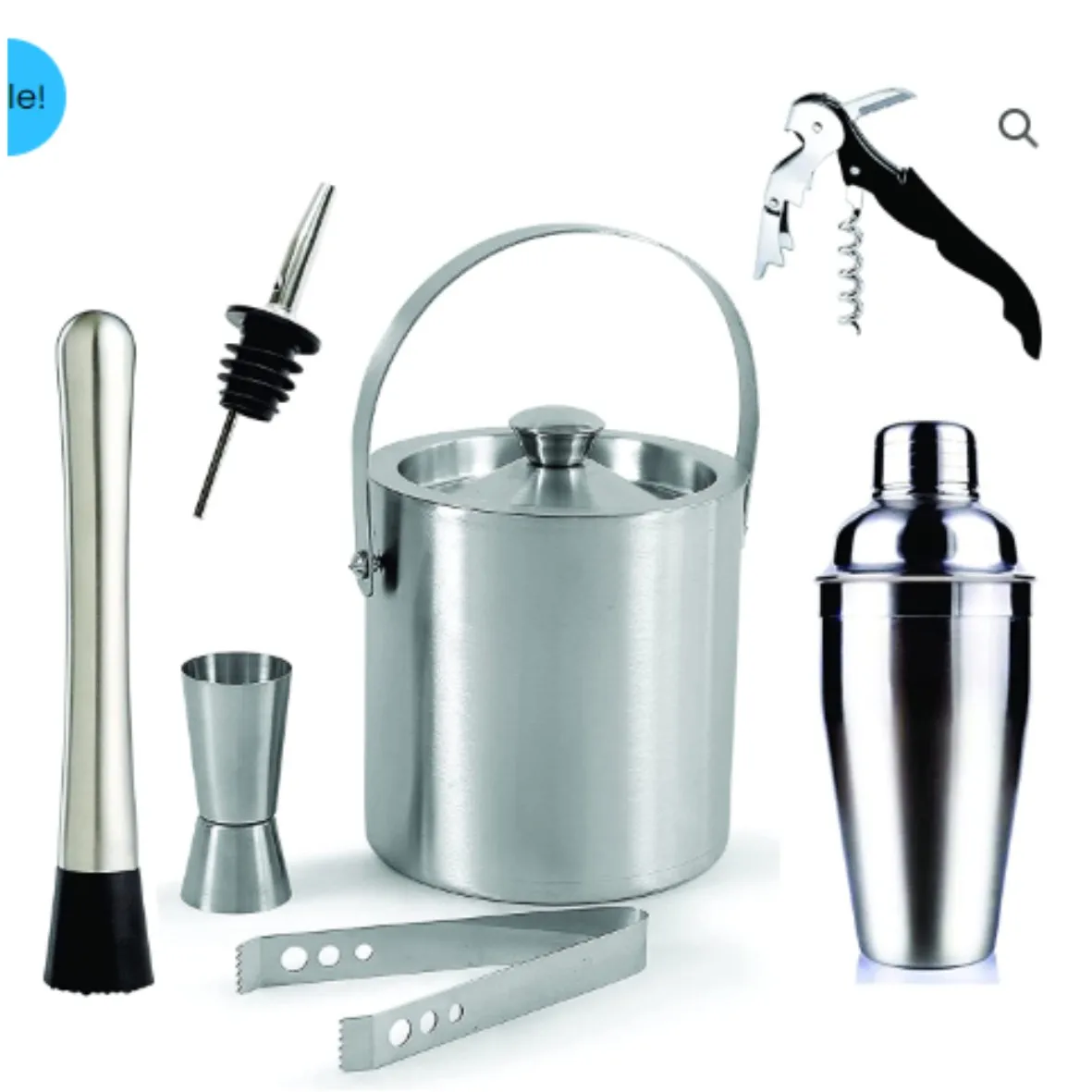 Luxury 8 Piece Bartender Kit Stainless Steel Cocktail Shaker Set