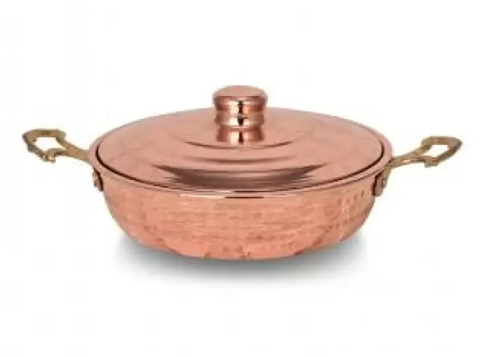 Handmade Hand Hammered Copper Emirgan Pan With Lid
