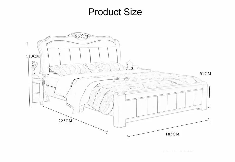 Queen Bed Modern Chinese Style Double Wooden Beds Bedroom Furniture