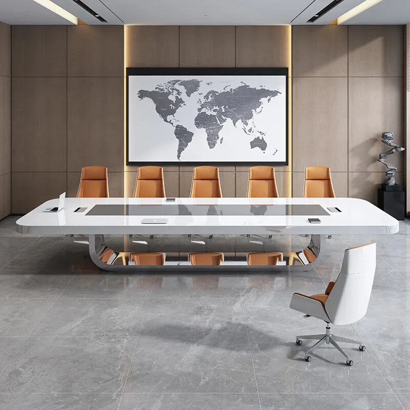 Modern Simple Painted Conference Table Long Large White Multi-Person Meeting Negotiation Table Boardroom Desk