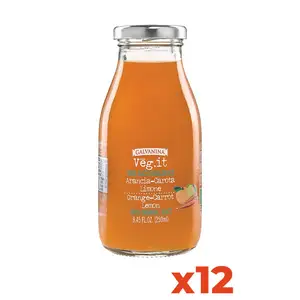 Galvanina Italian Organic ACE Juice Drink 250ml Glass Bottle Premium Quality 12 Bottles Rich Vitamin C Orange Carrot Lemon