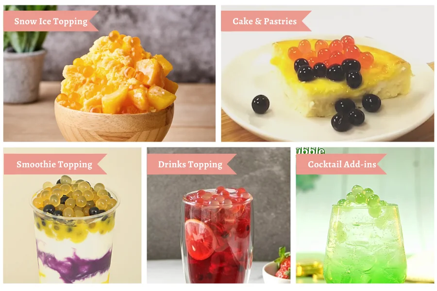 Hot Sale Instant Peach Bursting Boba Pure 15 Popping Boba Juice Ball