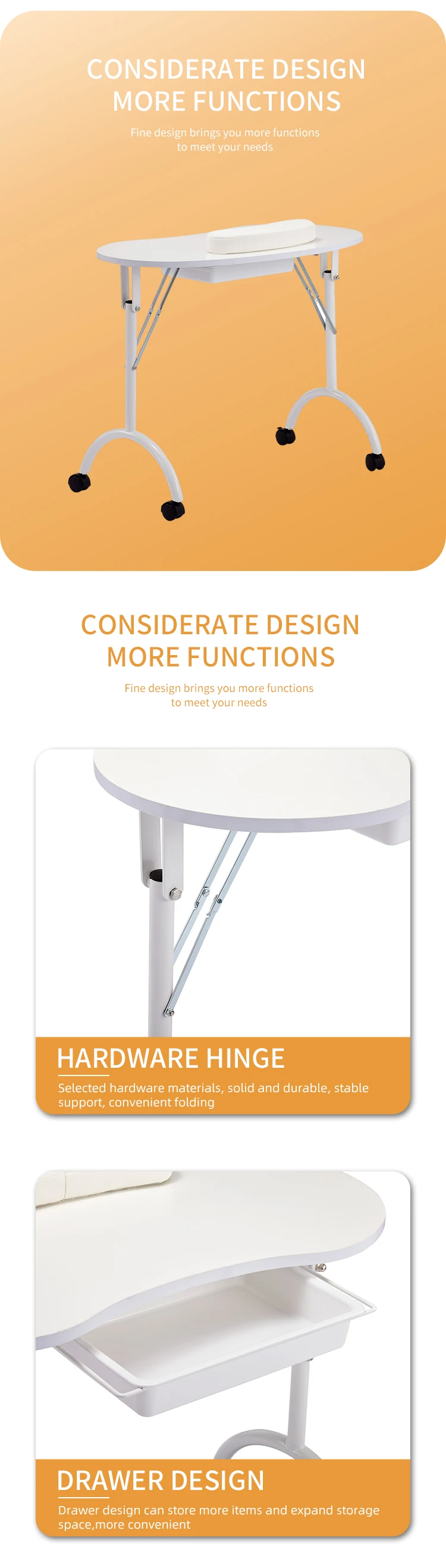 Professional Manufacturer Salon Nail Table Manicure Beauty 94x48x72cm