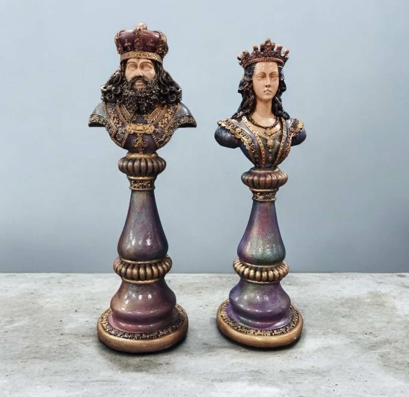Large Resin Chess Statue Shah Vizier Classic Male Female Sculpture Modern Home Decor Accessory Sea Souvenir Gift Store Hot Sale