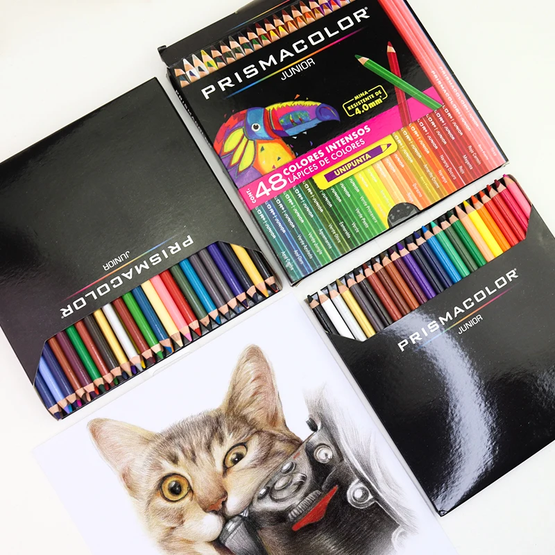 Prismacolor 12/24/36/48 Colors Junior Series Oil Based Wooden Pencils Set 4.0mm Rich Color College Level_voghion.com