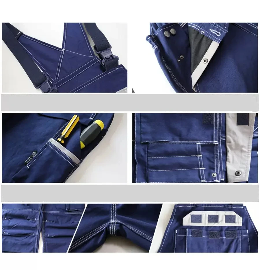 New Fashion Design Men Bib Overalls Workwear Canvas Workwear Bib Reflective Tape Work Wear