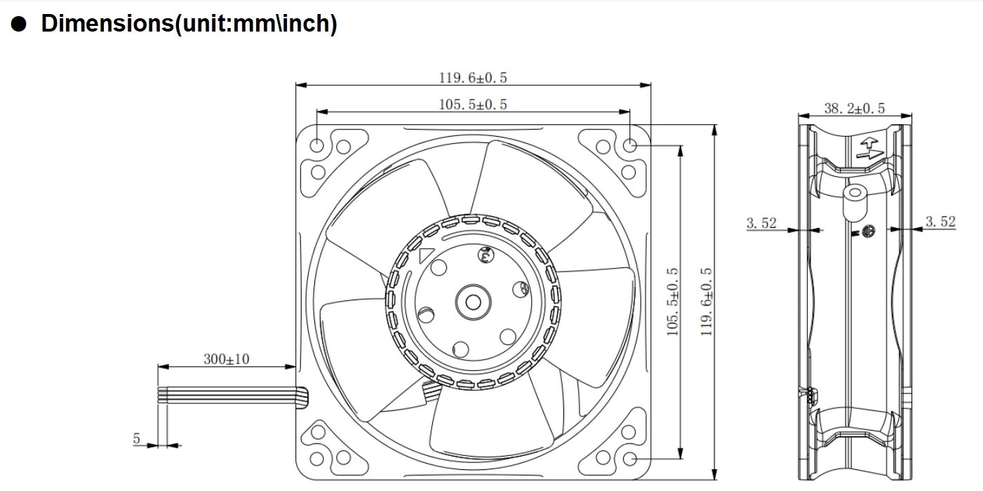 Customized Aluminum Frame 4 Inch 12038-g Speed Comfort Radiator Cooling ...