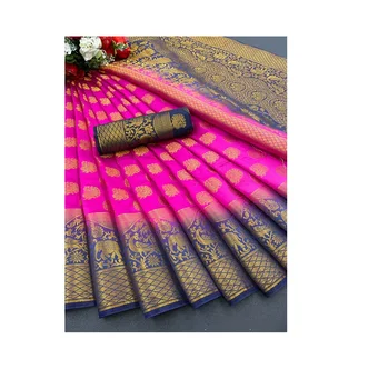 Hot selling Silk Saree Block Printed Party Wear Indian Wedding Latest Designer Silk Saree With Blouse for buyers