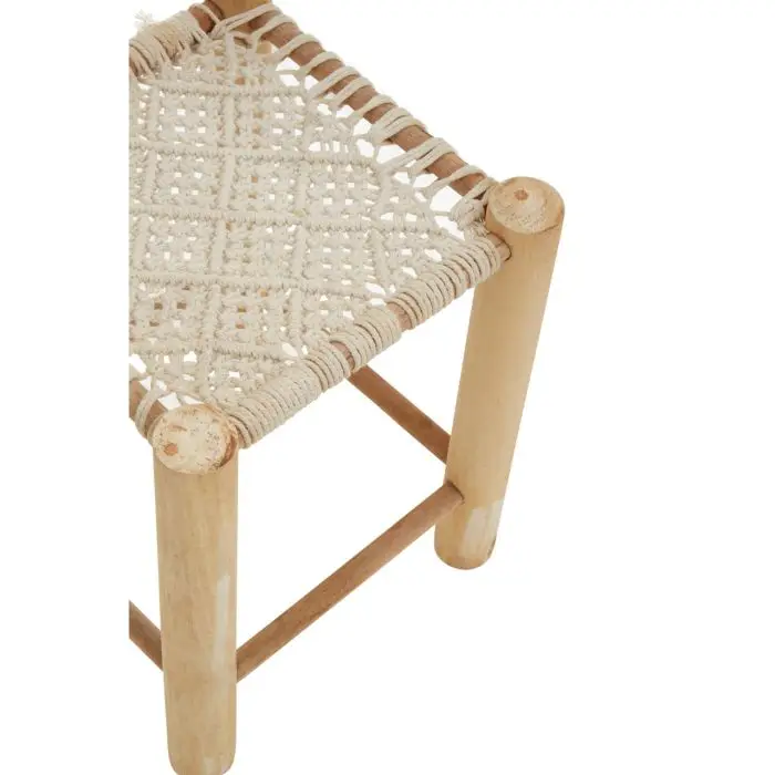Designer Stool Northern Pine with Braided Paper String for Wedding and Living Room Furniture Taburete Bajo En Madera De Teca