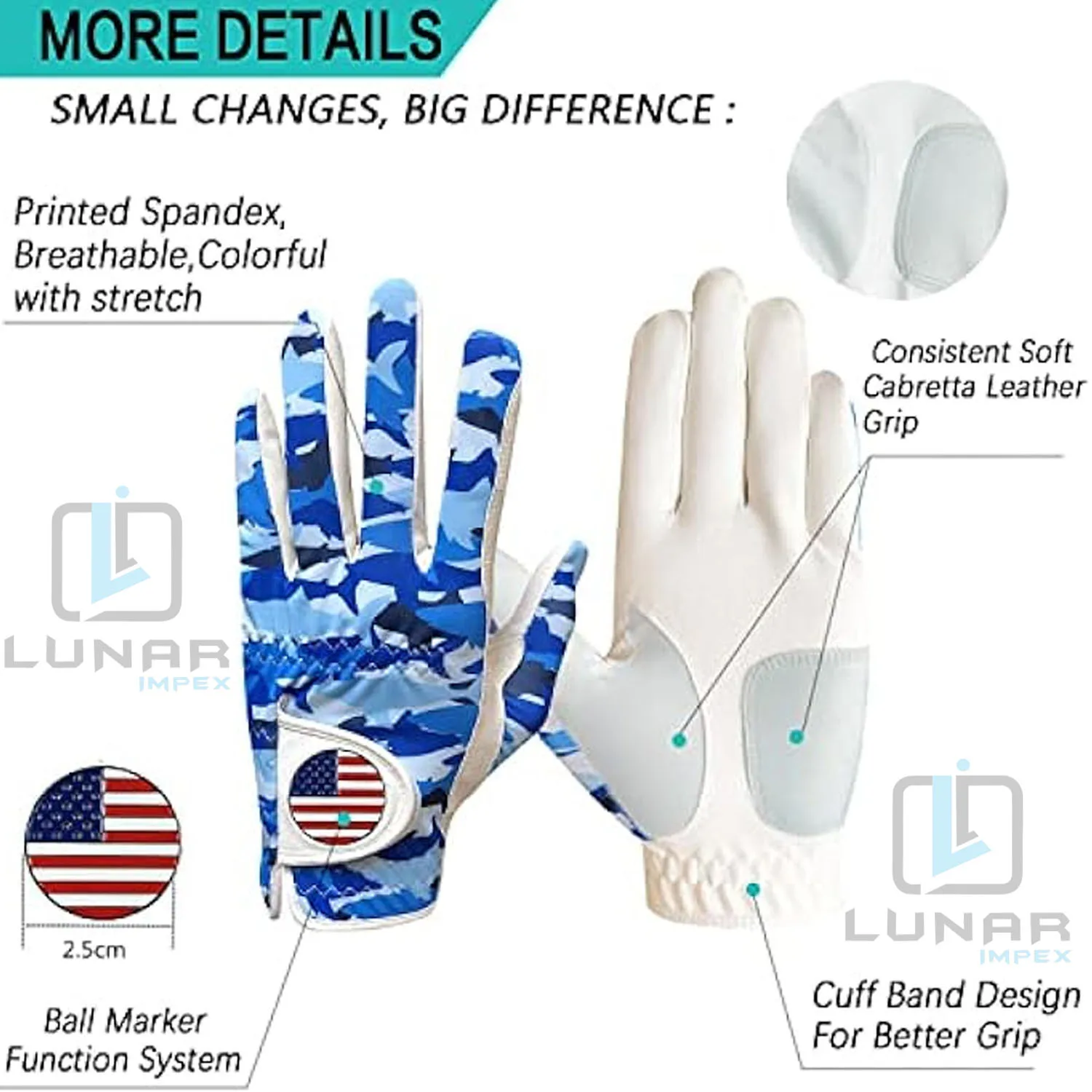 Ball Marker Function System Cabretta Leather Breathable Stretchy Soft