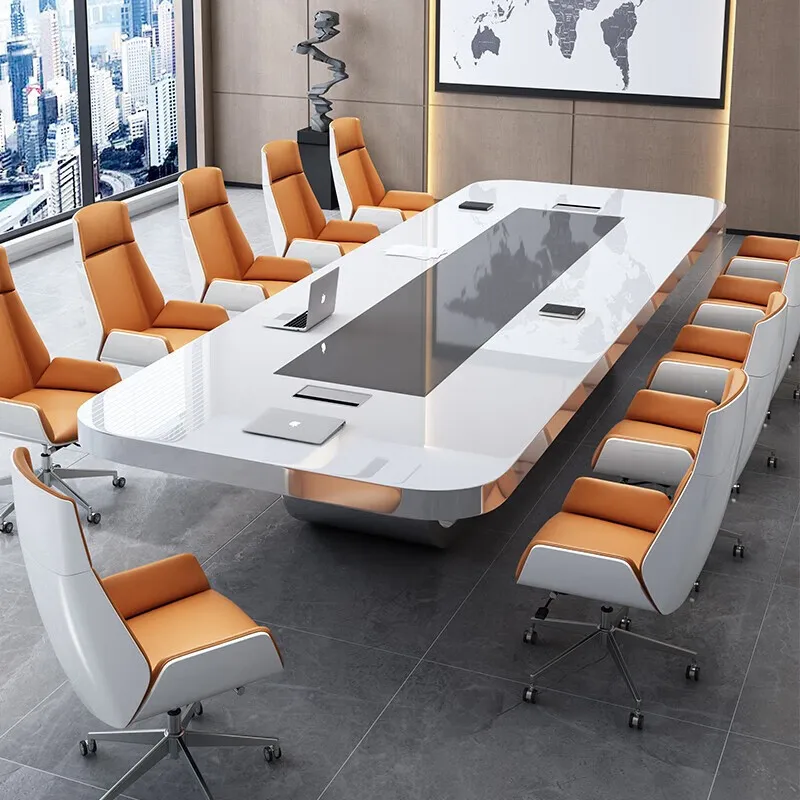 Modern Simple Painted Conference Table Long Large White Multi-Person Meeting Negotiation Table Boardroom Desk