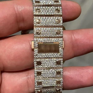 New Iced Lab Grown Colorless Diamond White Gold Men's Watch Automatic Mechanical Movement Water Resistant Analog Glass Dial