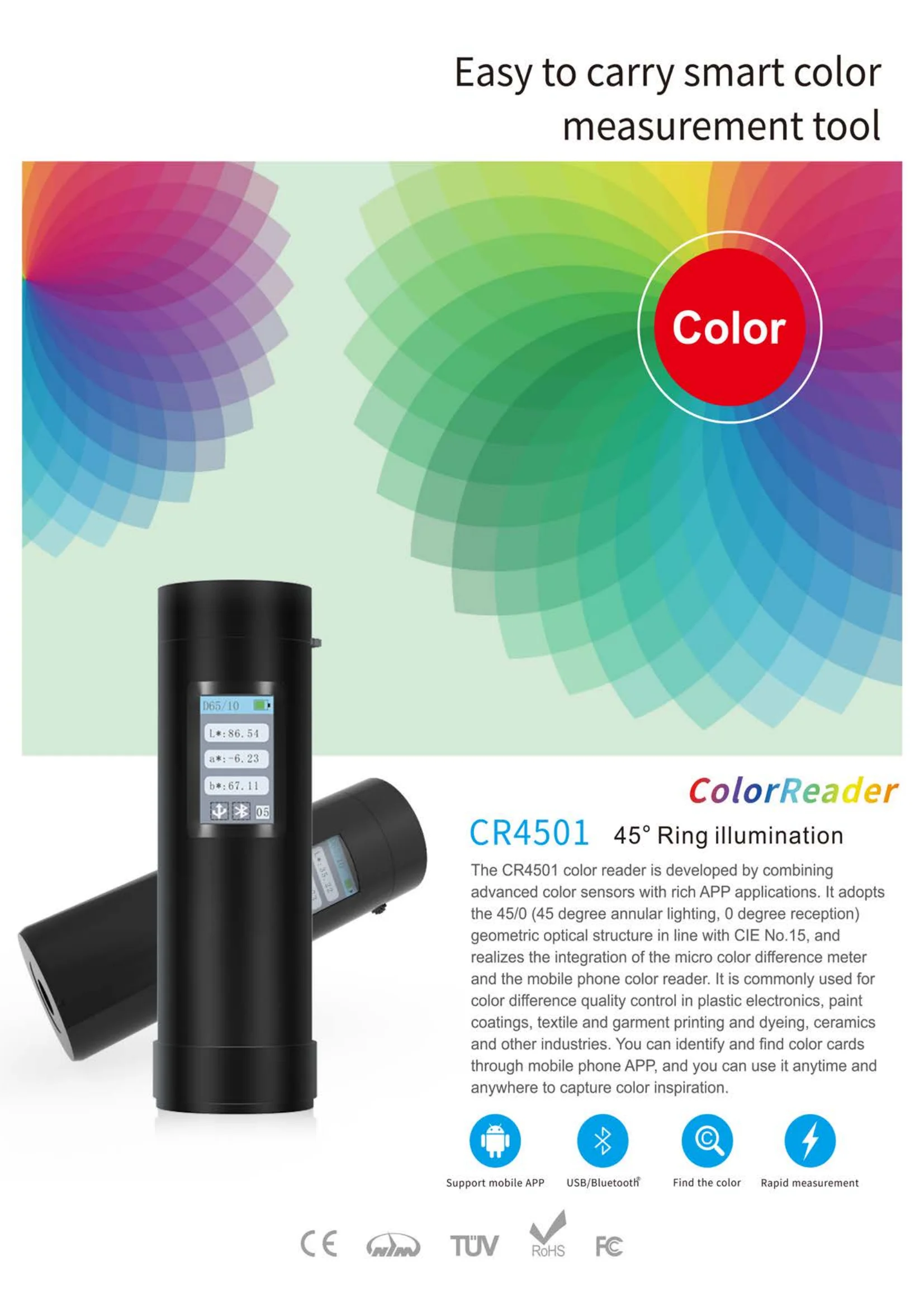 3nh Portable Mobile App Colorimeter Spectrophotometer For Color
