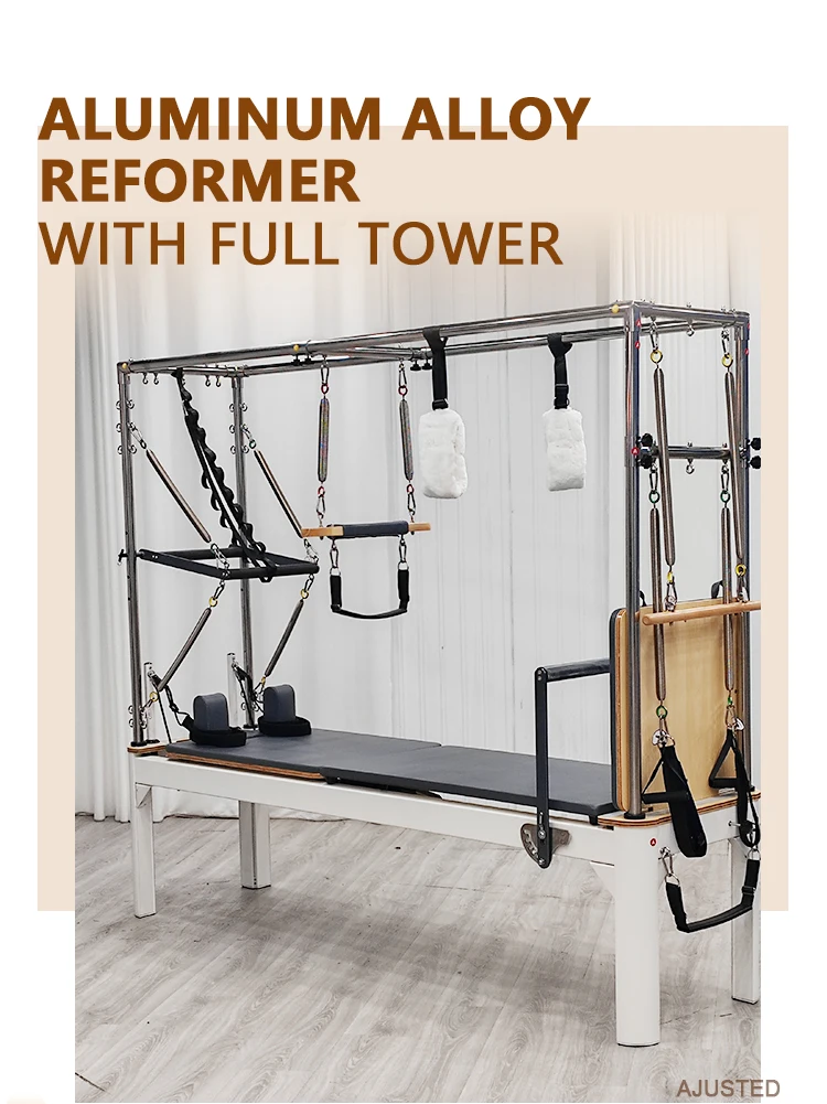 Full Elevated Pilates Reformer Aluminum Pilates Core Bed Durable Metal Full Tower Pilates