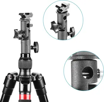 Neewer Professional Universal E Type Camera Flash Speedlite Mount Swivel Light Stand Bracket with Umbrella Holder for Canon detail image