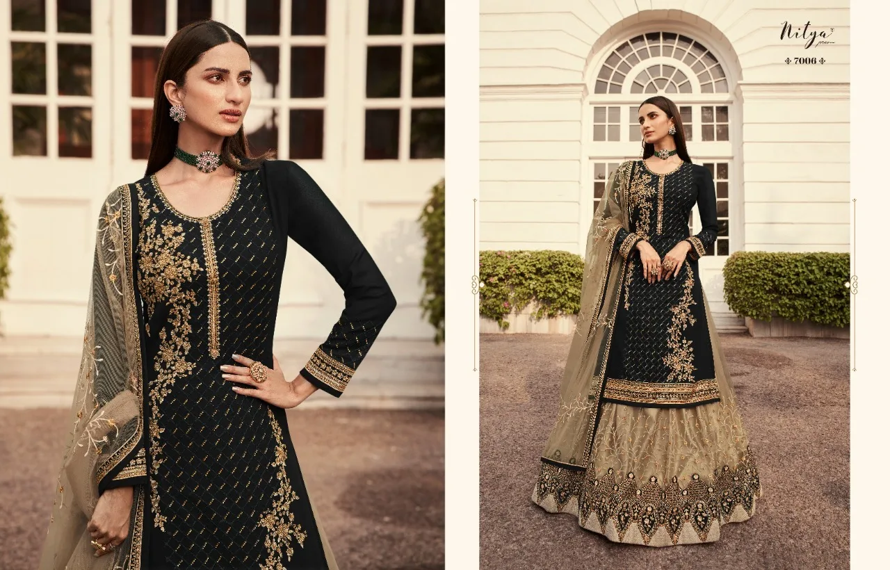 Export Quality Embroidery with Diamond Work Nitya Gharara Style Salwar Kameez for Women From Indian Supplier