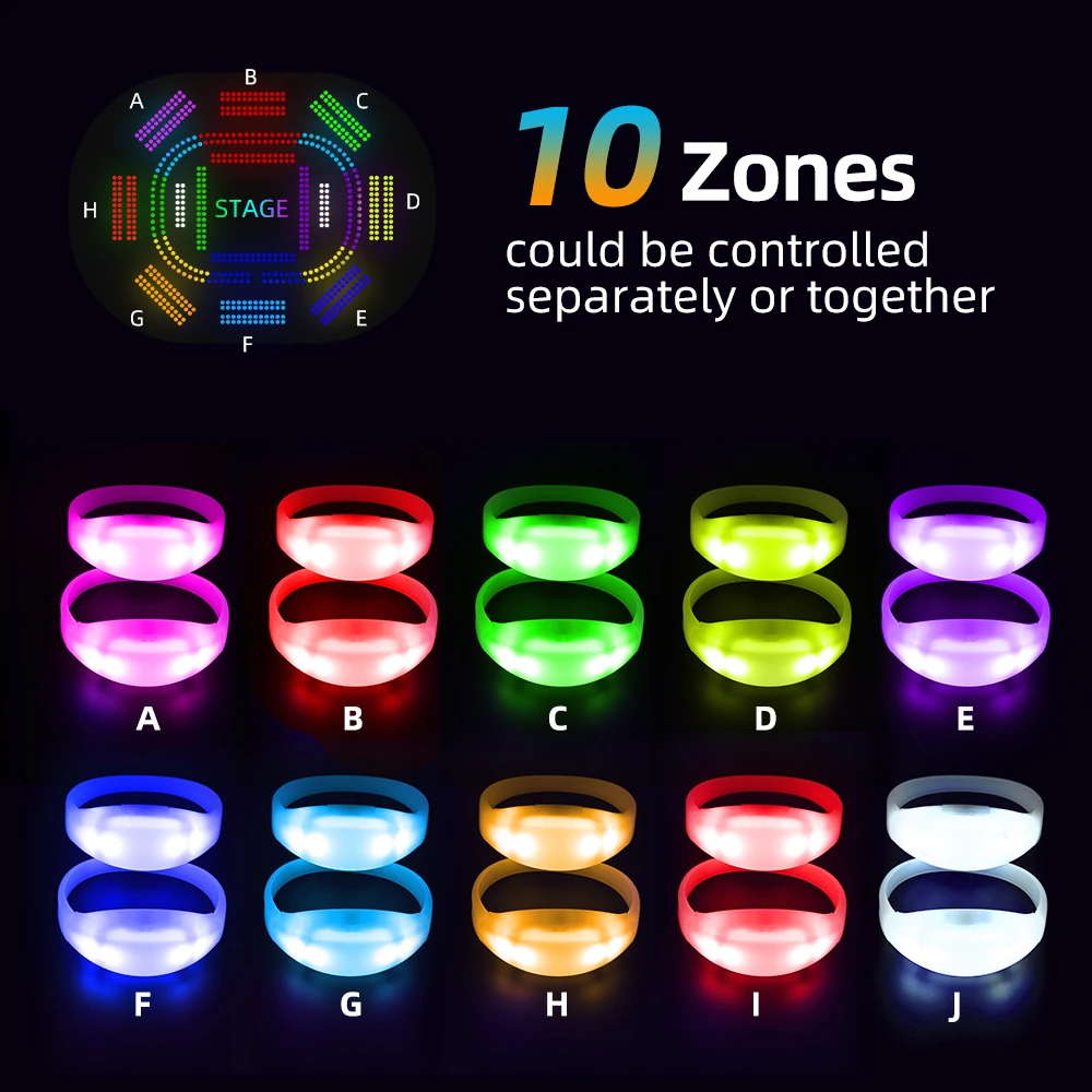 Remote Controlled LED Xylobands Bracelets Remote Zoning Silicone Wristband Light up Wristbands Party Supplies Coldplay Bracelet