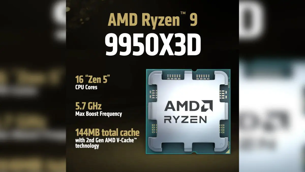 Newest AMD Ryzen 9 9950X3D 16-Core CPU, Zen 5 4.3GHz, 170W - Ideal