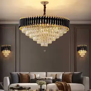 Custom Rustic Metal Round Large Nordic Luxury Chandeliers Hotel Living Room Pendant Ceiling Light Led Modern Crystal Chandelier