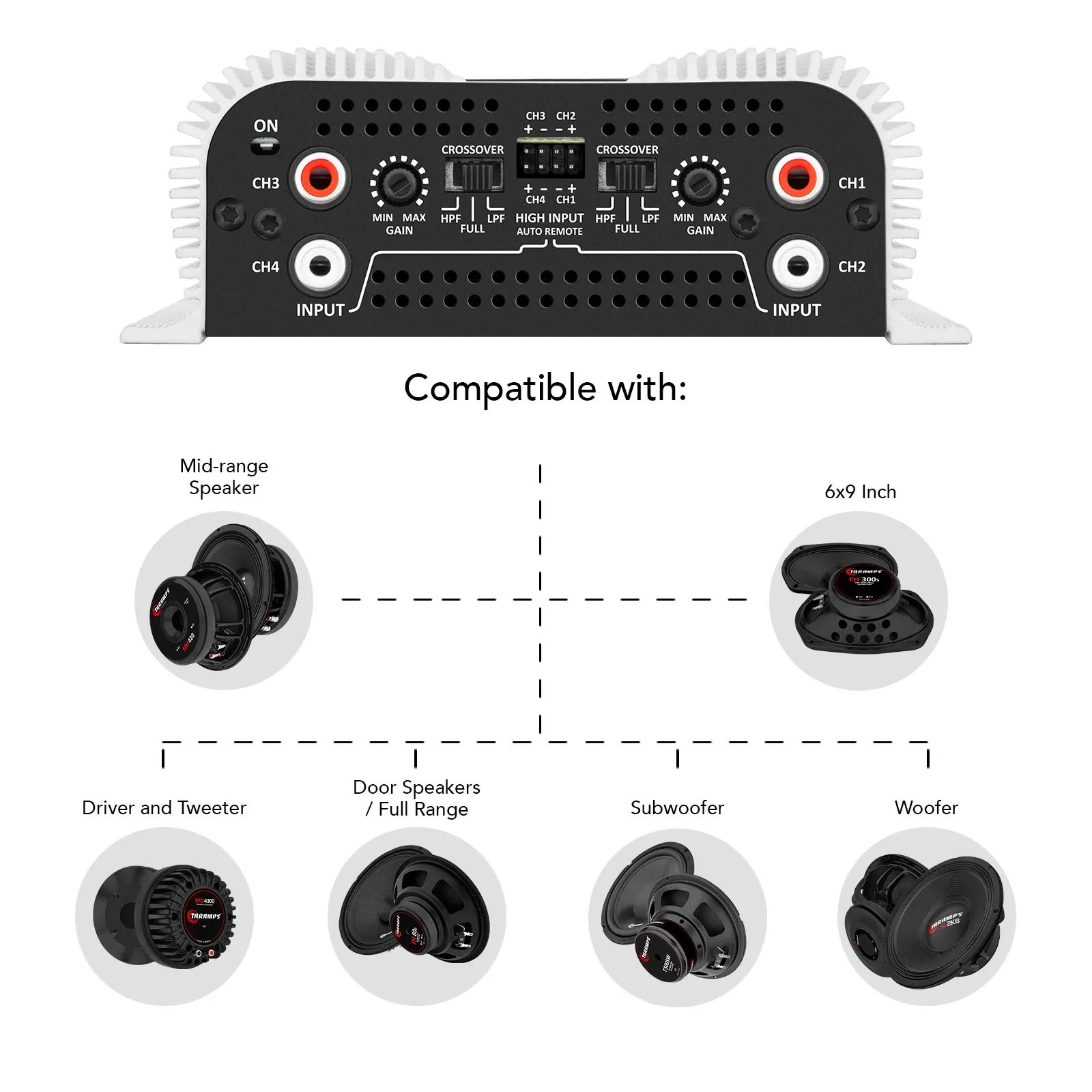 Taramps DS 440x4 - 4 Channel 440W RMS Amplifier for Car Audio