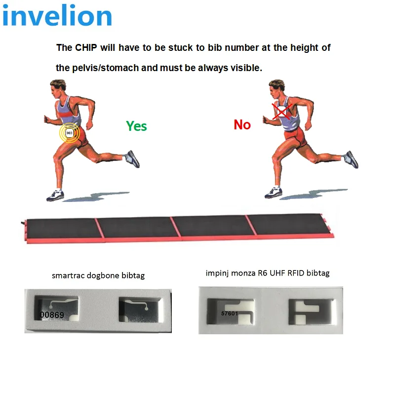Uhf Rfid Tag Dogbone Smartrac Bibtag Impinj Monza Chip Adhesive Sticker Disposable RFID Timing Chip for Marathon Running Cycling