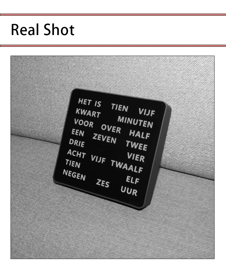 Cheetie Cp037 Led Silent Wall Clock Word Display Custom Dutch French