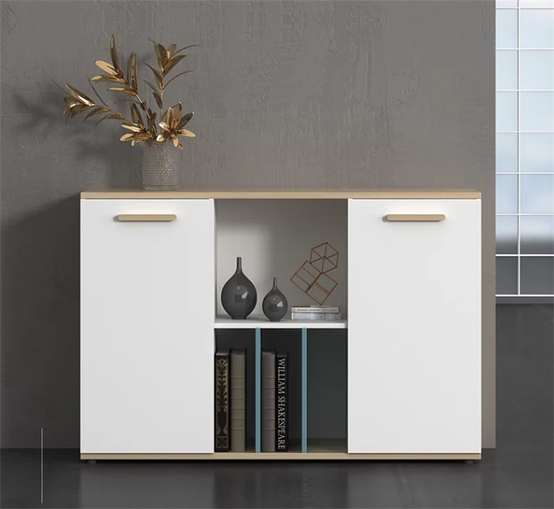 Workstation Wooden Organizer Tall Office Storage With 2