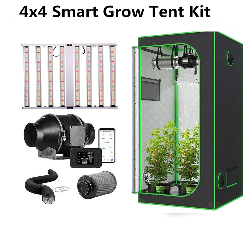 Bava 4x4 Growing Tent Smart Kit 800w Led Grow Light Bar Wifi Controller
