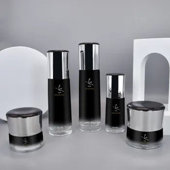 2024 New Cosmetic Packaging Containers Bottle Black Toner Lotion Bottle Cream Glass Jar 50g 30g 20g Packaging Skincare Luxury