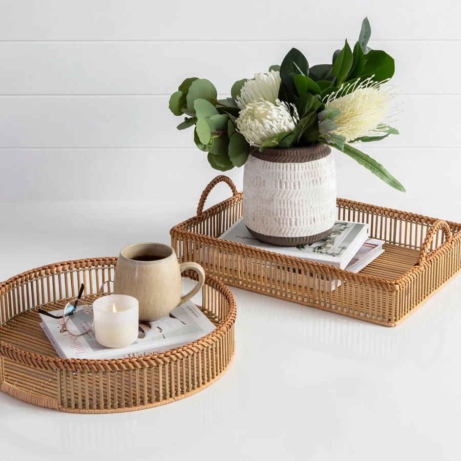 Boho Tray Rattan Food Trayserving Traybasket Tray Storage Fruits For