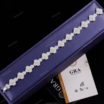 Best Sale Cuban Cross Bracelet S925 Sterling Silver In Stock VVS Diamond Round Brilliant Moissanite Hip Hop Cross Bracelet