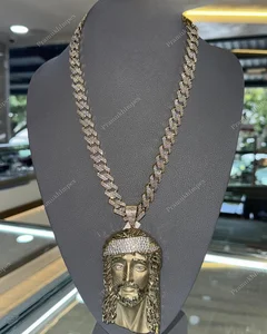 Iced VVS Moissanite 14K Solid Sterling Silver Yellow Gold Plated Jesus Luxury High Quality Custom Design Hip Hop Party Pendant