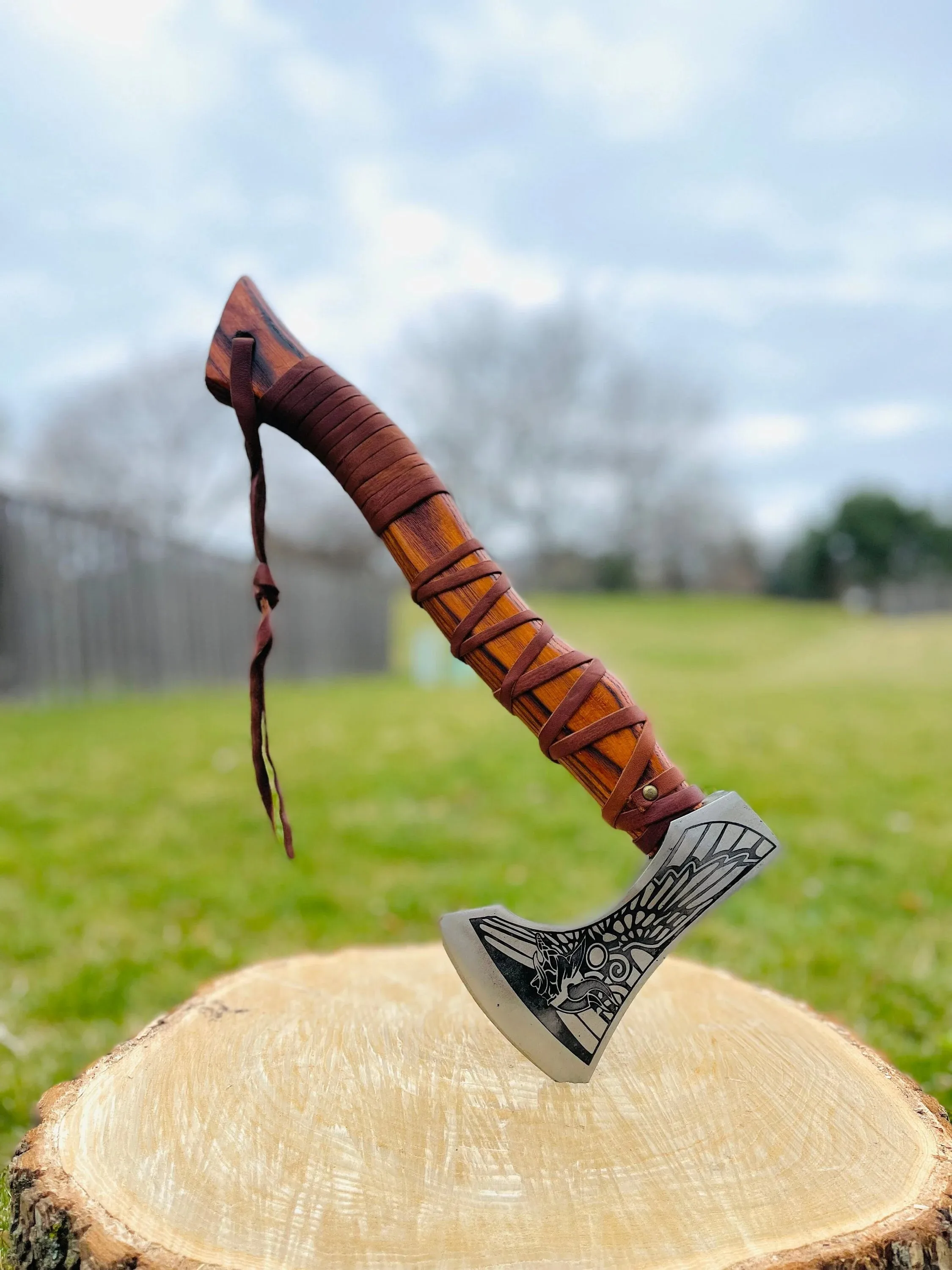 Handmade Custom Carbon Steel Viking Axe Personalized DIY Hatchet