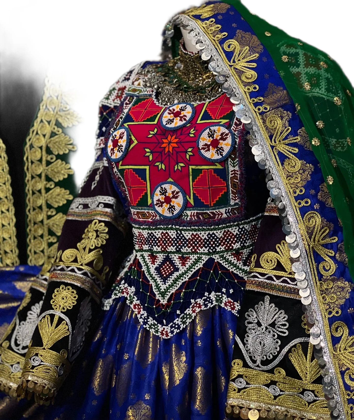 Elegant Afghani Women Chiffon Dress Colorful Handmade Traditional Ethnic Fashion High Quality Maxi Natural Button Daily Wear