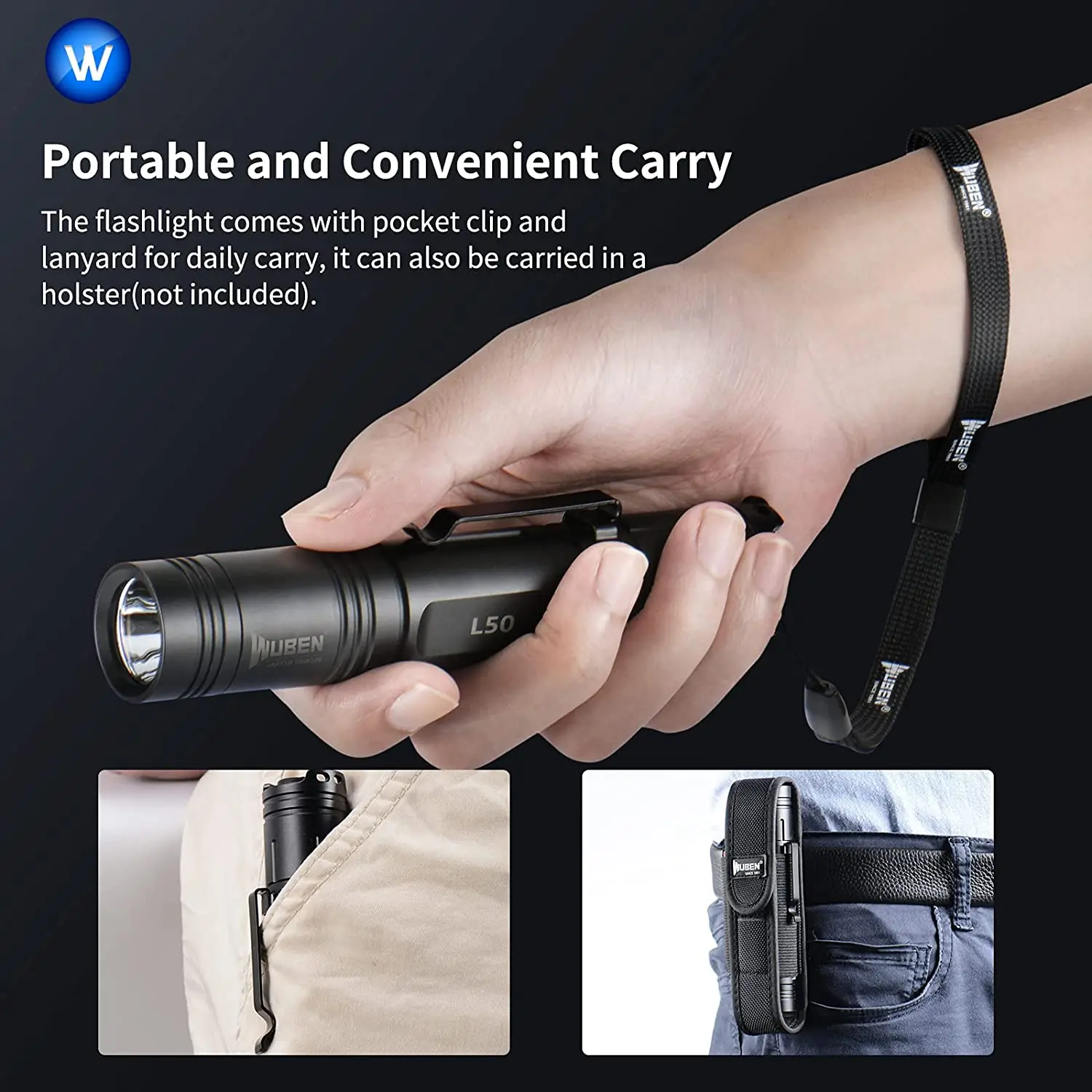 WUBEN LED Flashlight Torch 1200lm USB Rechargeable Powerful Lantern  Waterproof IP68 Ultra-bright Lighting with 18650 Battery
