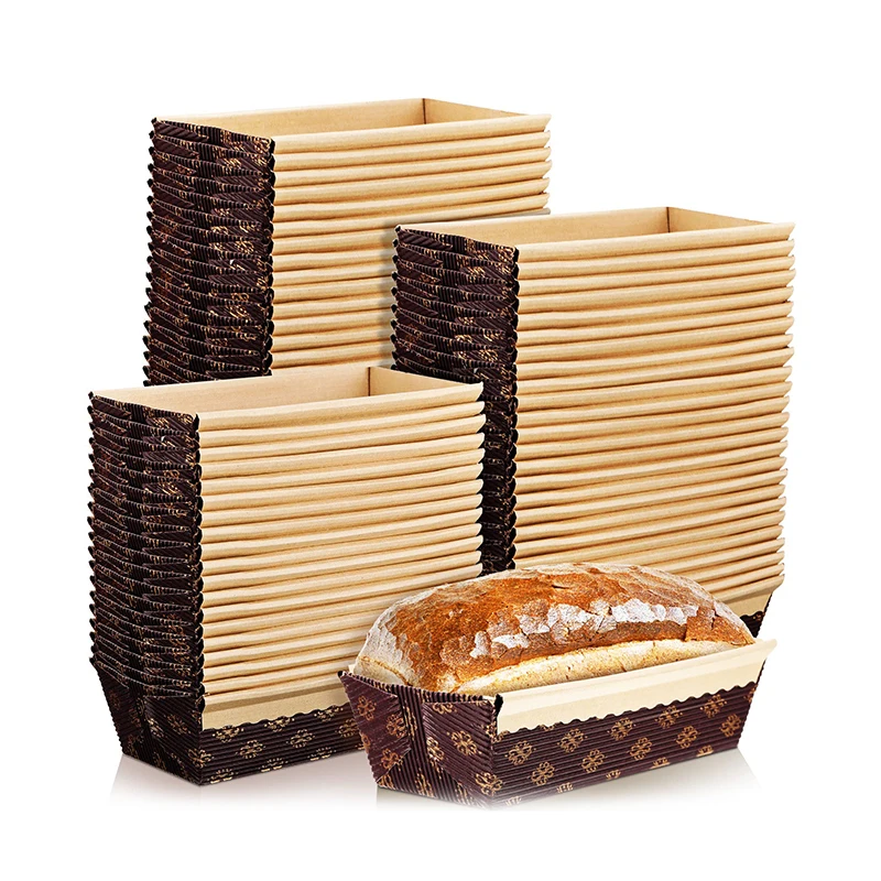 Custom Recyclable Kraft Paper Disposable Bread Loaf Pan Bakery Pastry