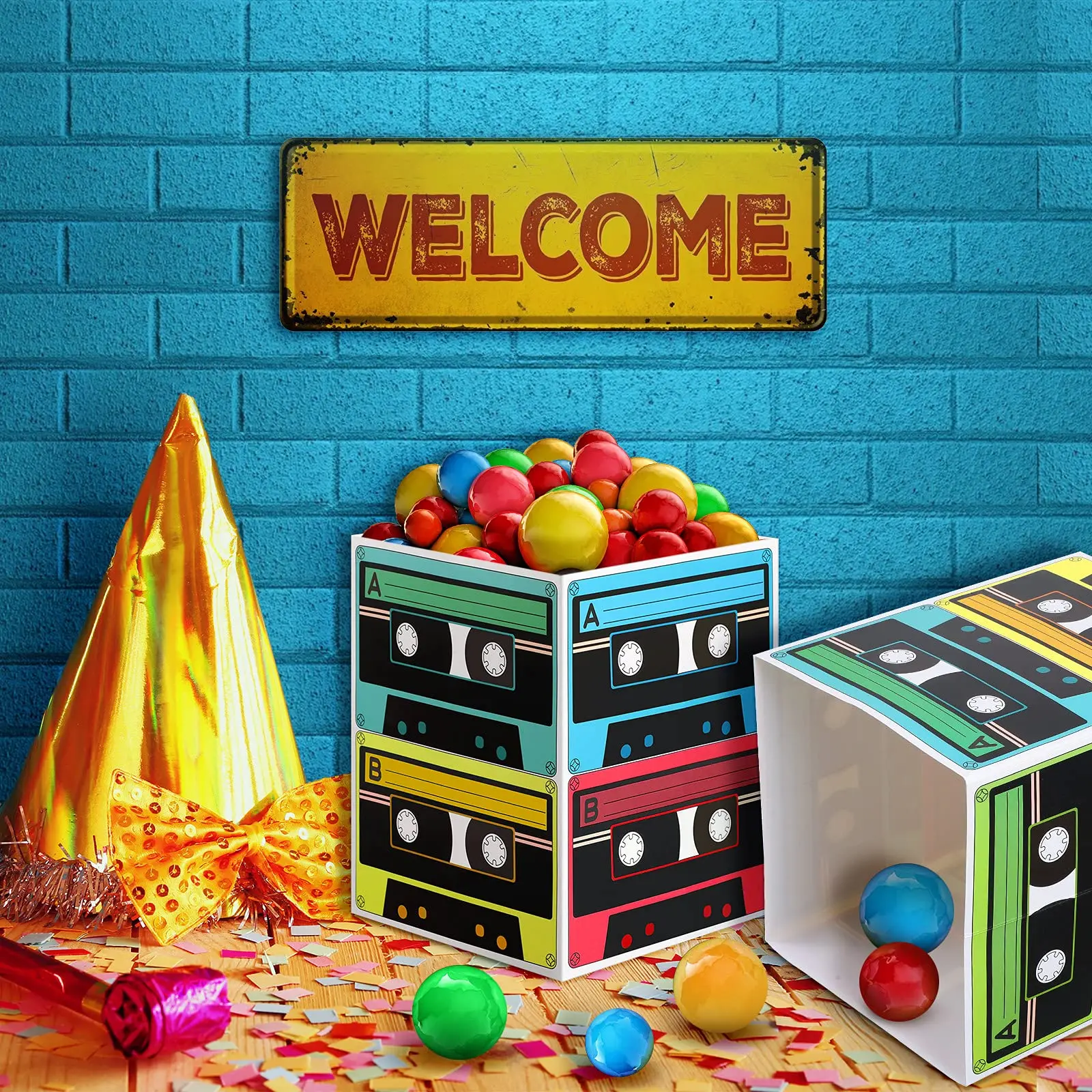 Cassette Tape Bucket Centerpiece 80s Party Supplies Cassette Tape Table