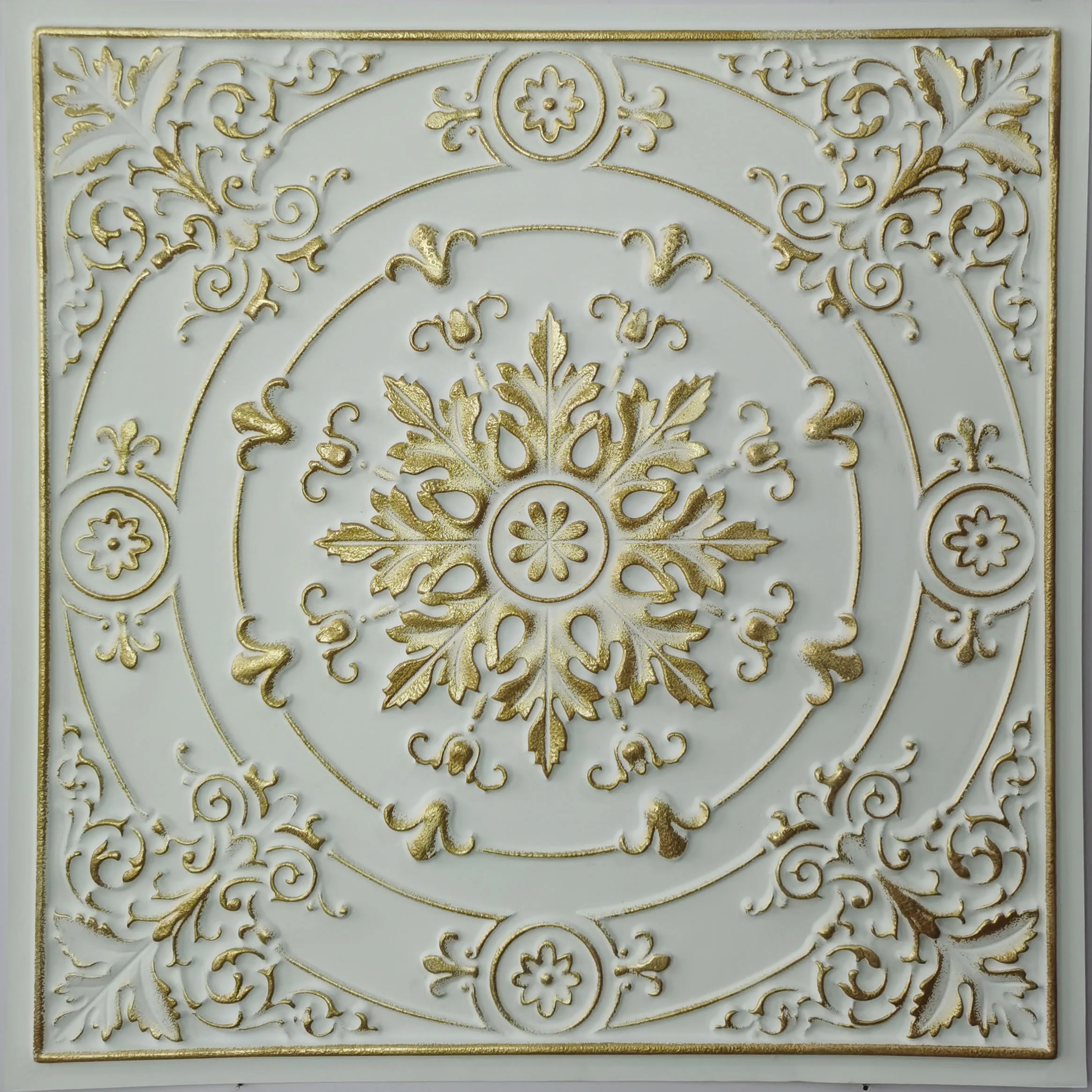 PL18 Faux tin Artistic style white gold ceiling tiles cafe club decor wall panels