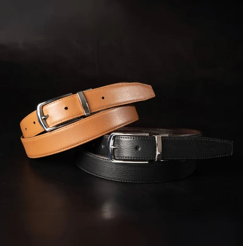 Factory Direct Sale-Full Grain Leather with Steel Buckle Direct from Pakistan Business Men Genuine leather belt good quality