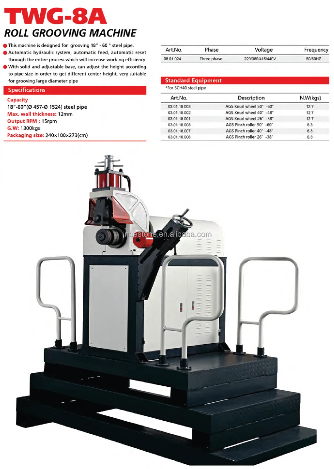 TWG-8A Automatic Roll Grooving Machine - Big Size Steel Pipe Groover