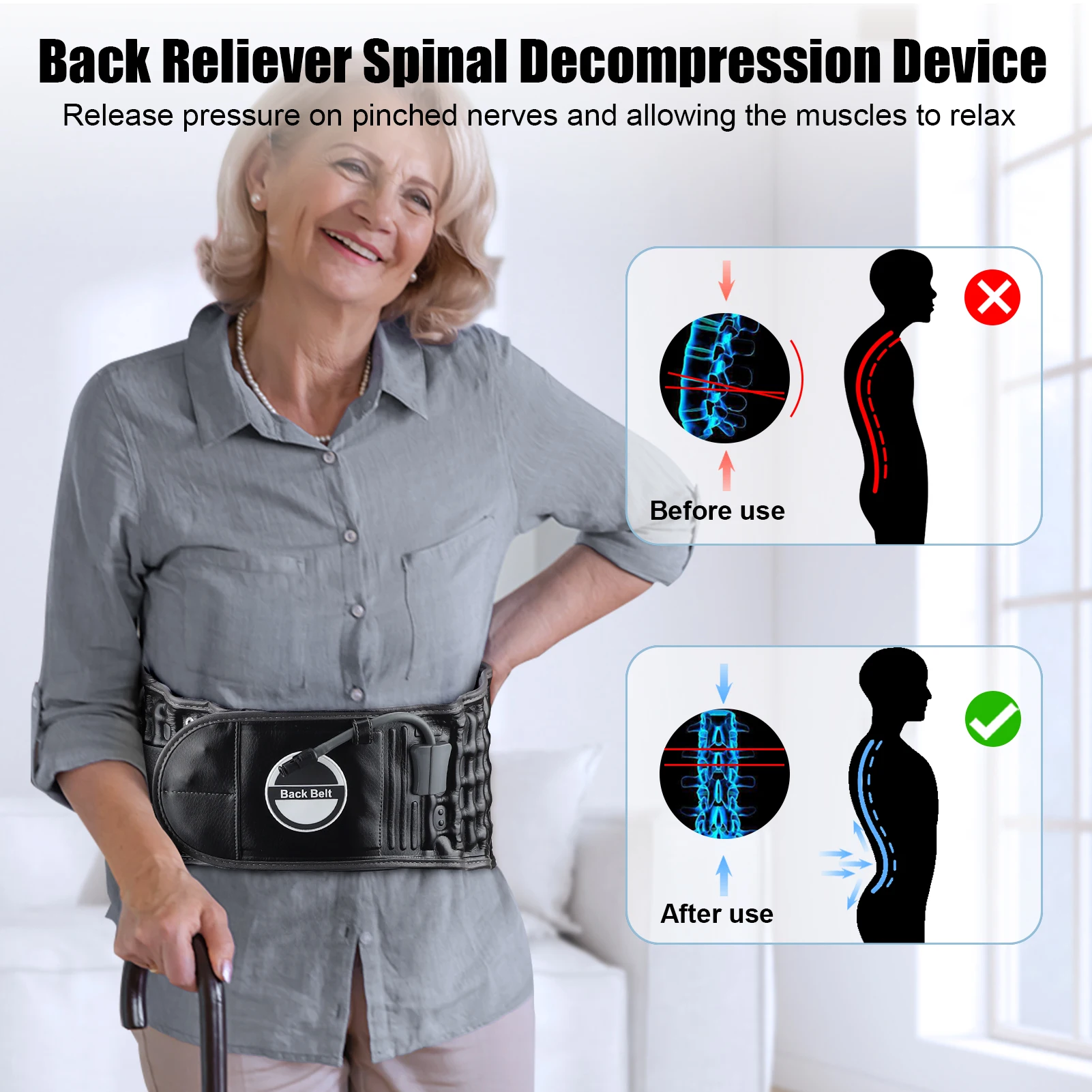 Lumbar Brace Spinal Air Traction Belt For Lower Back Pain