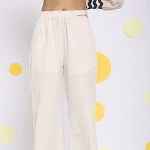 Natural Pure Linen White Pant With 2 Pockets Long Western Style Cotton Pant Perfect for Women One Piece Available All Sizes