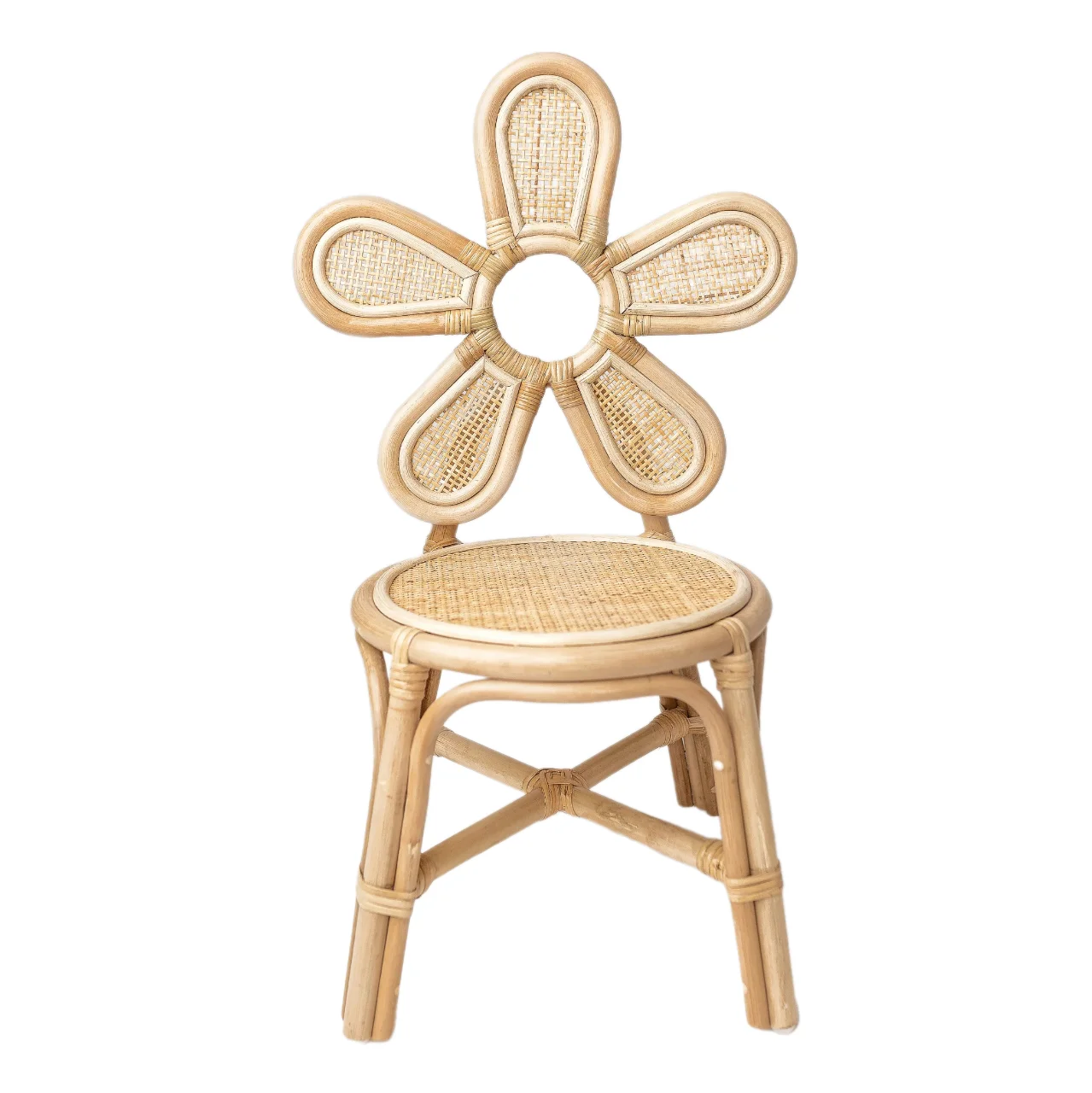 New Design Handcrafted Rattan Kids Chair With Floral Backrest ...