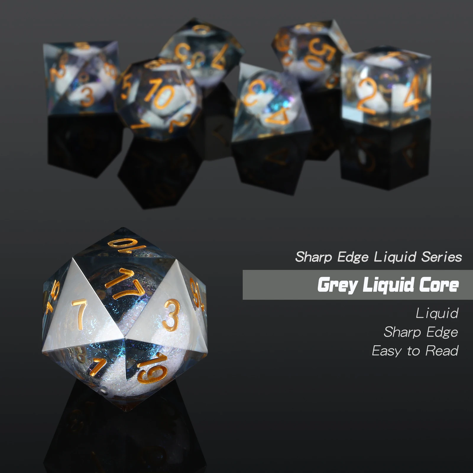 Dnd Liquid Core Dice Set Resin Liquid Core Filled Sharp Edge D&d Dice