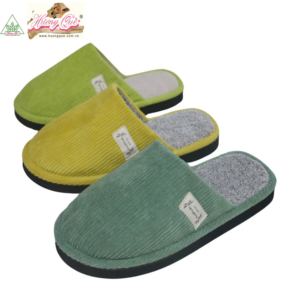 Soft Comfortable Bamboo Slippers Winter Cushioning Sweat-Absorbing Home Warm Cinnamon Powder Made Vietnam Men Women