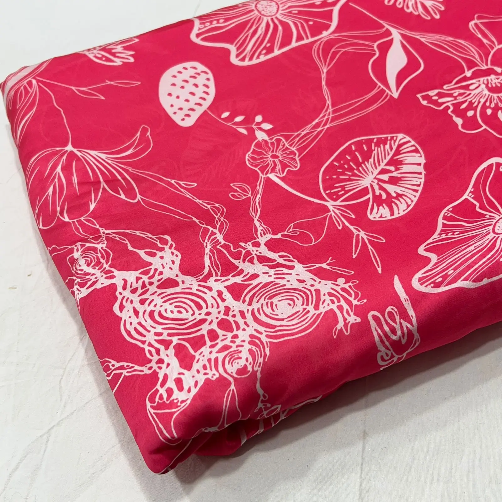 Red Color Digital Printed Polyester Cotton Fabric Lace Africa Lace Fabrics Textile for Women's Wear and Vex Fabrics
