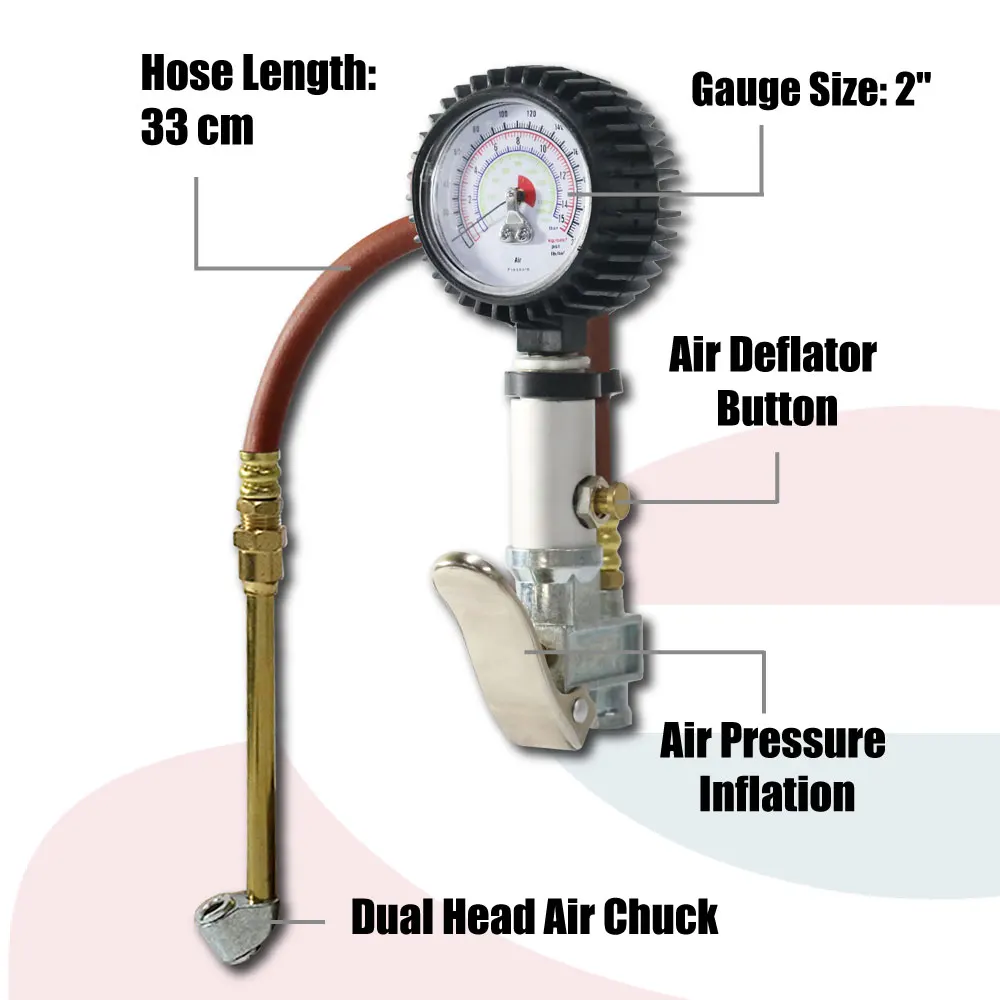 thumbnail image 2 of 220psi Air Tyre Inflator Gauge Gun – Car Tyre Pressure Tester With Hose 2 of 5